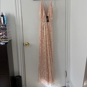 blush sequined maxi dress